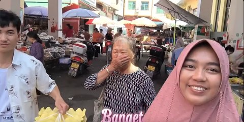 Tinggal di Pelosok, Momen Wanita Indonesia Bersama Suami Ganteng Belanja Kebutuhan Sehari-hari ke Pasar Tradisional di Cina