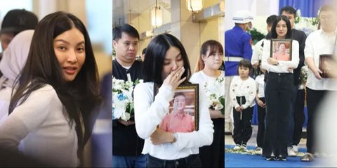 Tidak Bisa Menahan Air Mata, Sarwendah Menangis Pegang Foto Mendiang Ayah saat Prosesi Kremasi
