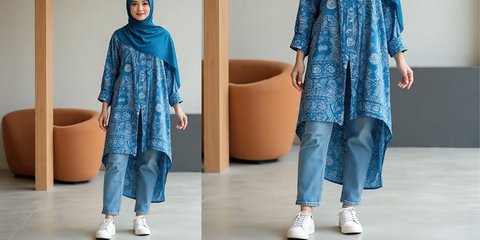 6 Tips Memadukan Tunik Batik Belah Panjang dengan Hijab Kekinian, Serasi Bikin Anti Mati Gaya