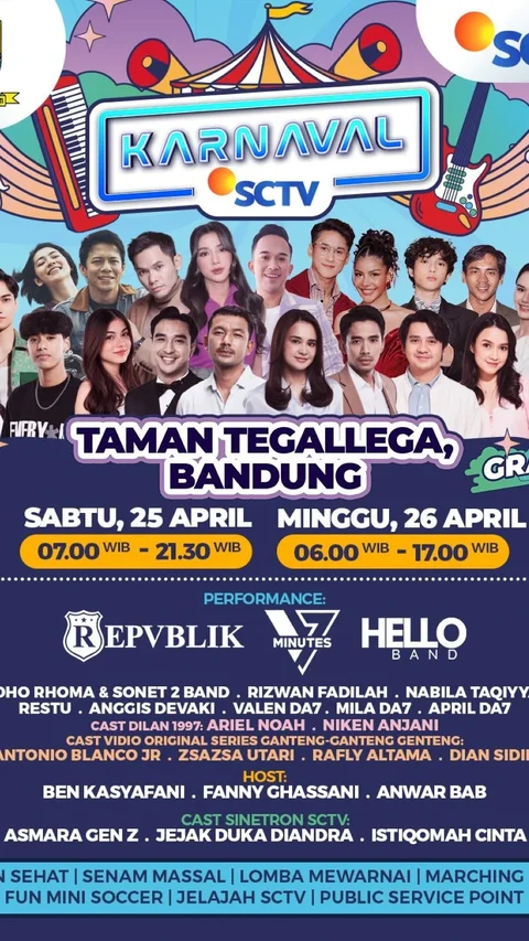 Karnaval SCTV 2026 Dibuka di Bandung, Hadirkan Konser Meriah dan Ragam Hiburan Gratis
