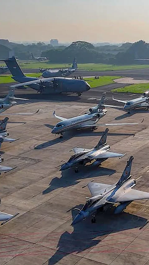 FOTO: Penampakan Pesawat Rafale Falcon 8X dan Airbus A400M di Lanud  Halim