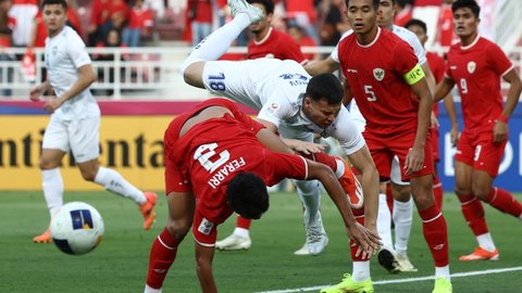 FOTO:  Momen Timnas Indonesia U-23 Gagal ke Final Piala Asia 2024 Usai Dibantai Uzbekistan 0-2