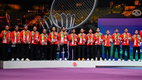 FOTO: Momen Indonesia Ditekuk China di Final Thomas Cup 2024, Jonatan Christie Sempat Curi Kemenangan
