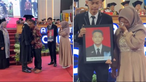 Momen Haru Orang Tua Gantikan Putra Tunggalnya Wisuda di UMP, Sang Anak Berpulang karena Sakit