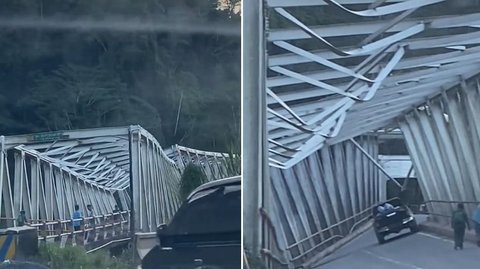 Nekat Banget, Aksi Pengendara Mobil Lewati Jembatan Miring Ini Curi Perhatian