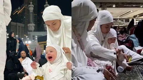 Potret Jennifer Coppen Umrah, Baby Kamari Sempat Tunjuk ke Atas Sambil Bilang 'Papa Dali' saat Tawaf