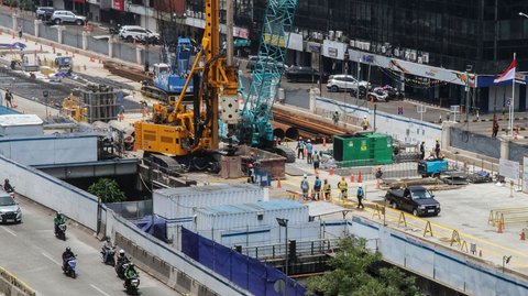 FOTO: Penampakan Terkini Progres Pembangunan MRT Jakarta Fase 2A Bundaran HI-Kota