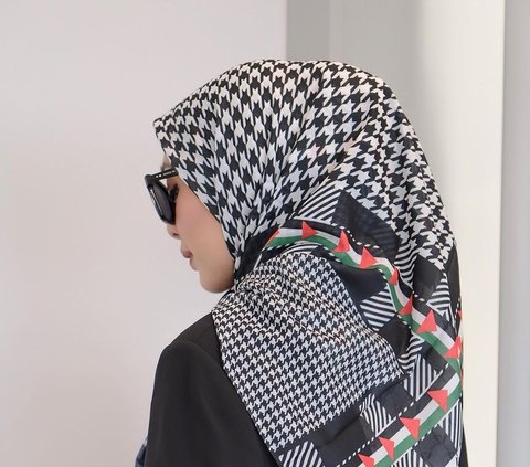 Dramatic Outfit by Richa Iskak with a Palestinian-style Keffiyeh Hijab