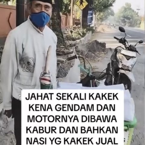 Jadi Korban Gendam,  Kakek Ini Kehilangan Motor dan Nasi Dagangannya Tak Dibayar