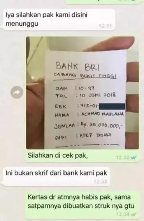 Foto Bukti Transfer Tulis Tangan Bikin Geleng-Geleng Kepala, Usaha Penipuan Gagal