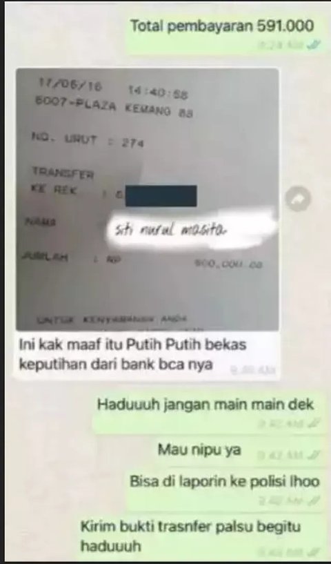 Foto Bukti Transfer Tulis Tangan Bikin Geleng-Geleng Kepala, Usaha Penipuan Gagal