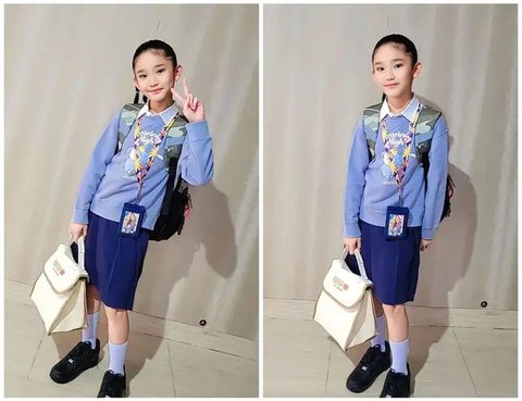 Putih dan Cantik, Potret Bilqis, Putri Ayu Ting Ting mengenakan Seragam Sekolah di Kinderfield Highfield School