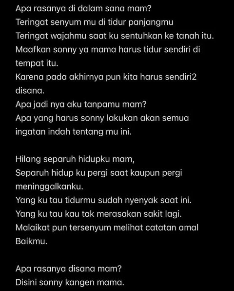 Ditinggal Sang Ibu Meninggal Dunia, Sonny Septian: Separuh Hidupku Hilang