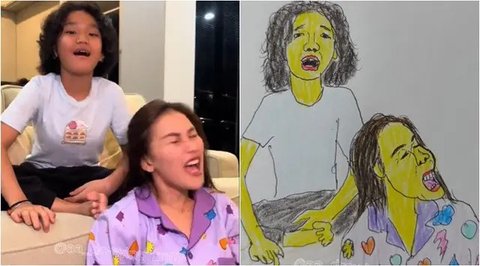 6 Foto Kocak Ayu Ting Ting dan Bilqis Digambar AA Drawing, Hasinya Bikin Ngakak