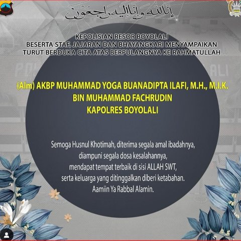 Fakta Meninggalnya Kapolres Boyolali, Alami Kecelakaan Lalu Lintas