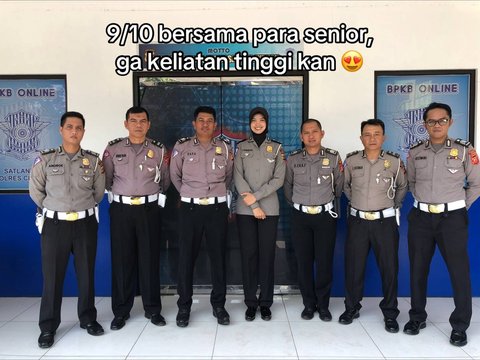 Sempat Insecure karena Punya Badan Super Tinggi, Momen Polwan Foto Bareng Rekan-rekannya Ini Curi Perhatian