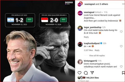 Pelatih Arab Saudi Jadi Bahan Meme di Dunia Maya Usai Kalah dari Timnas Indonesia