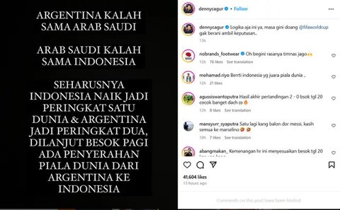 Denny Cagur Kirim Pesan ke Lionel Messi setelah Timnas Indonesia Taklukkan Arab Saudi, Unggah Postingan Kocak