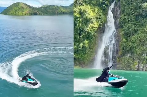 Aksi Nyentrik Umi Pipik Kemudikan Jetski Speedboat Pakai Satu Tangan di Danau Toba, Buktikan Wanita Bercadar Bisa Lakukan Banyak Hal