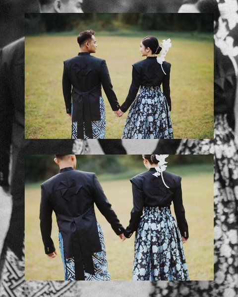 Penampilan Elegan Febby Rastanty dan Drajad Djumantara saat Prewedding, Kompak Pakai Beskap Modern Hitam dengan Kain Batik