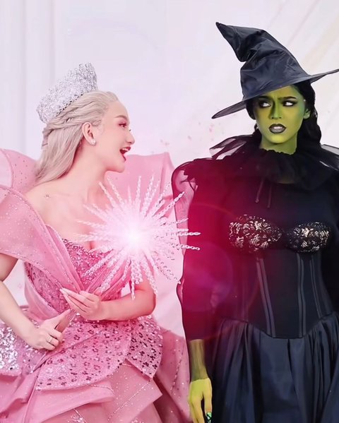 Nanda Arsyinta dan Jharna Bhagwani Cosplay Jadi Glinda vs Elphaba di Sesi Pemotretan, Tampilannya Full Estetik