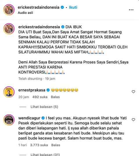 Video Lawas Yati Pesek Dihina Miftah Maulana Viral, Wendy Cagur: Aku Nyesek Lihat Bude Yati Pesek Diperlakukan Seperti Itu