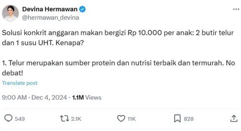 Dua Menu Simpel Usulan Chef Devina Hermawan untuk Program Makan Bergizi Gratis dengan Bujet Rp10.000