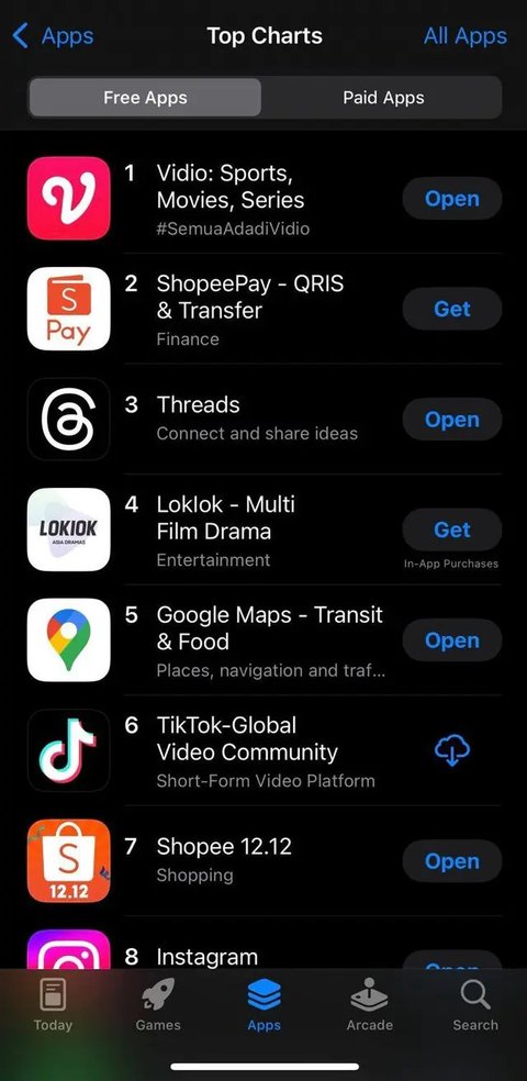 Vidio Raih Posisi Teratas di Apple App Store dan Google Play Store