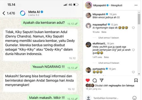 Ngakak Kocak, 10 Artis Ini Jajal Chat dengan Meta AI, Jawabannya Bikin Geleng-Geleng Kepala: Nama Asli Aming jadi Sumanto