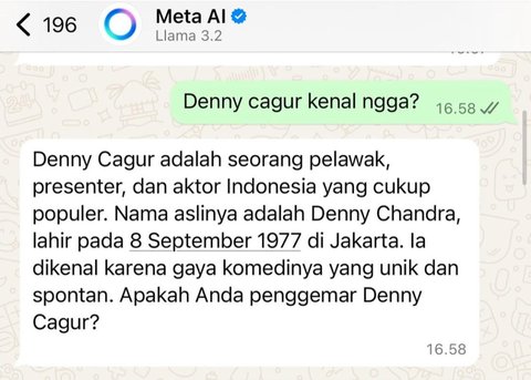 Viral Isi 'Chat' Shanty Istri Denny Cagur dengan Meta AI, Penuh Emosi yang Bikin Ngakak Kocak