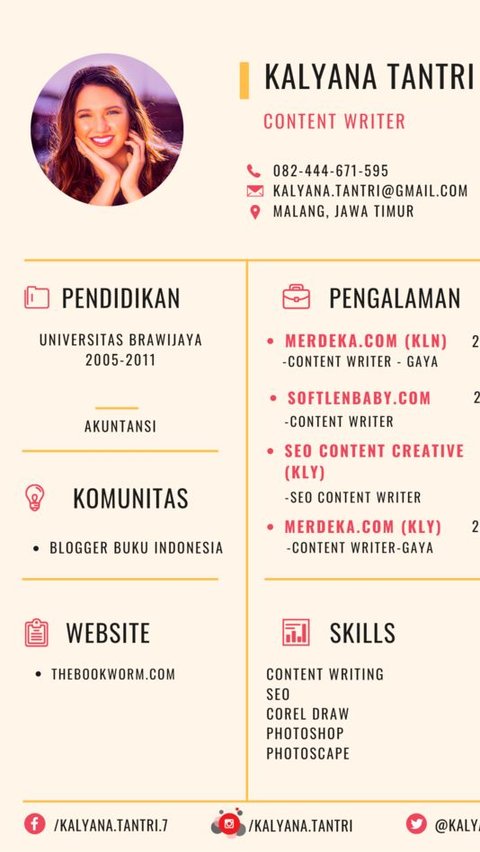 4. Contoh CV Modern dan Kreatif dalam Bahasa Indonesia