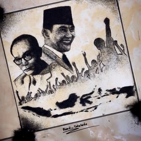 Bikin Lukisan Soekarno-Hatta dari Sisa Rambut Pelanggan, Aksi Tukang Pangkas Rambut di Minahasa Ini Curi Perhatian