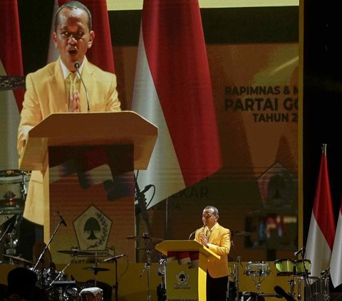 FOTO: Momen Bahlil Lahadalia Pidato Perdana sebagai Ketum Golkar, Singgung Jangan Main-Main dengan Raja Jawa