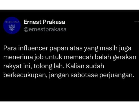 Suara Lantang Ernest Prakasa soal Peringatan Darurat UU Pilkada, Singgung Keras Para Influencer Papan Atas