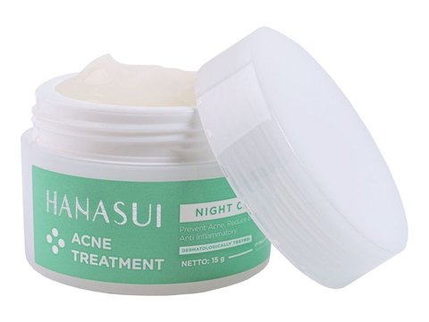 4. Hanasui Acne Treatment Night Cream: Krim Malam Terjangkau dengan Formula Lengkap