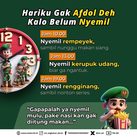 TNI Bocorkan Camilan Sederhana Tapi Bikin Berat Badan Naik, Hitung Kalori Agar Tak Rentan Terkena Penyakit