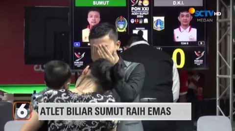 Berbekal Alat Pinjaman, Ini Momen Haru Marlando Sihombing Atlet Biliar Sumut Raih Medali Emas PON XXI Disaksikan Anak dan Istri