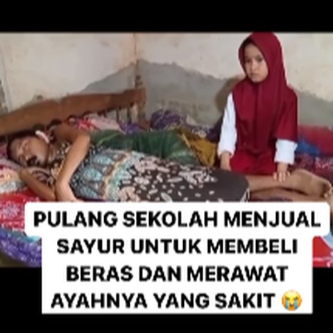 Tangis Pilu Alika Ibunya Meninggal Kini Rawat Ayahnya Sakit Kanker, Pulang Sekolah Jualan Sayur buat Beli Beras