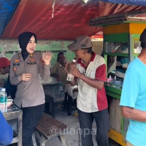 Viral Aksi Polwan Traktir Makan Tukang Becak hingga Penyapu Jalanan, Aksinya Tuai Pujian