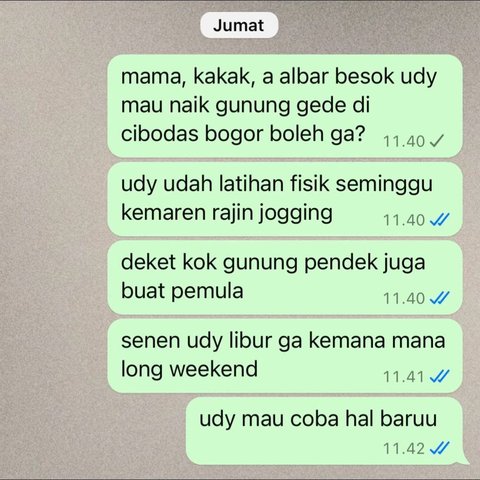 Minta Izin untuk Mendaki Gunung Pertama Kali, Cara Komunikasi Anak Bontot ke Kakaknya Ini Viral Banjir Pujian