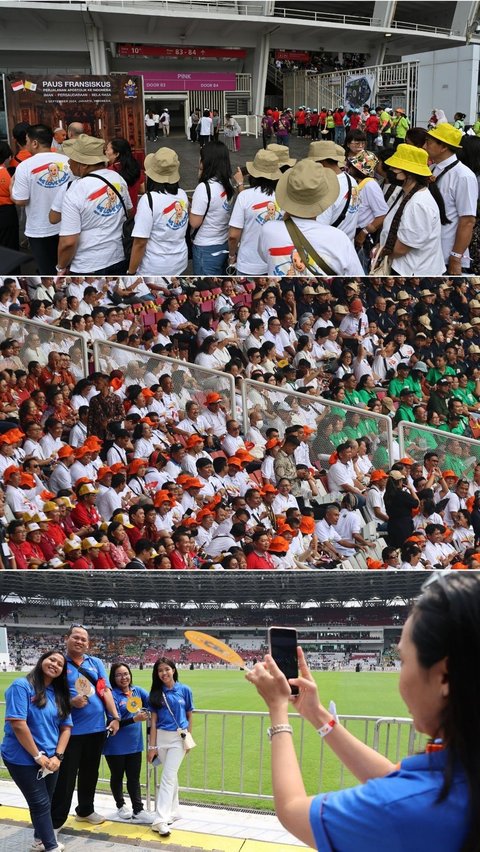 FOTO: Begini Situasi GBK Jelang Misa Suci Paus Fransiskus, Ribuan Jemaat Terus Berdatangan