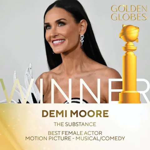 Demi Moore Kaget Menang Penghargaan Golden Globe Awards 2025 Lewat Film The Substance, Dulu Cuma Dianggap Artis Popcorn