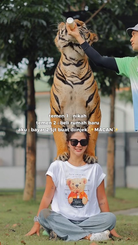 Potret Cantik Abigail Gusmawan Tampil Santai saat Foto Bersama Harimau di Thailand