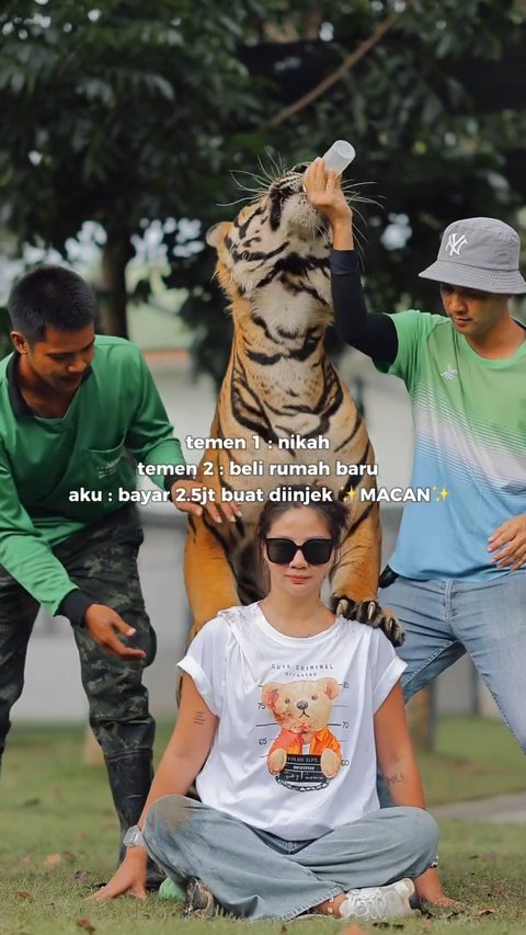 Potret Cantik Abigail Gusmawan Tampil Santai saat Foto Bersama Harimau di Thailand