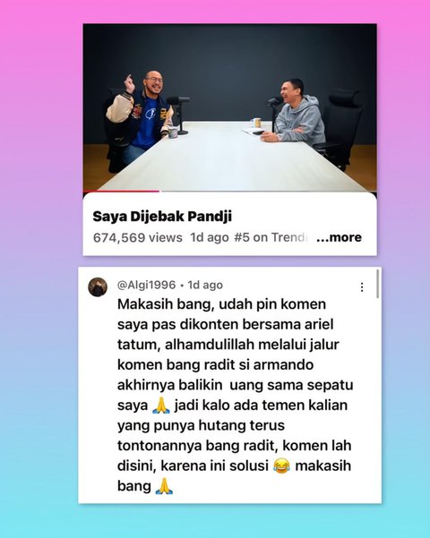 Tagih Utang Lewat Kolom Komentar di Video Komedian Raditya Dika, Senyum Semringah Usahanya Berhasil