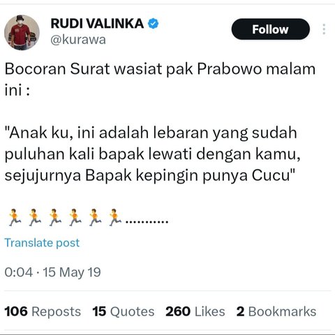 Ramai Netizen X Bongkar Jejak Rudi 'Kurawa' Valinka Buzzer Jokowi Pernah Hina Prabowo & Keluarga, Kata-katanya Nyelekit