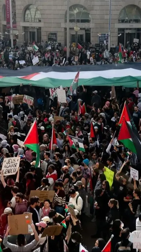 Demo Terbesar dalam Sejarah AS, Ratusan Ribu Orang Dukung Palestina di Washington