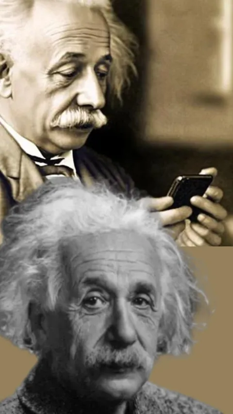 Begini Wajah Serius Einstein Kalau Lagi Pegang HP Versi AI