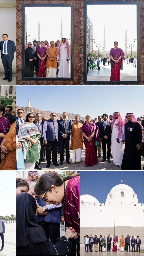 Saudi Pertama Kali Izinkan Pejabat Non-Muslim India Kunjungi Madinah, Berfoto di Luar Masjid Nabawi