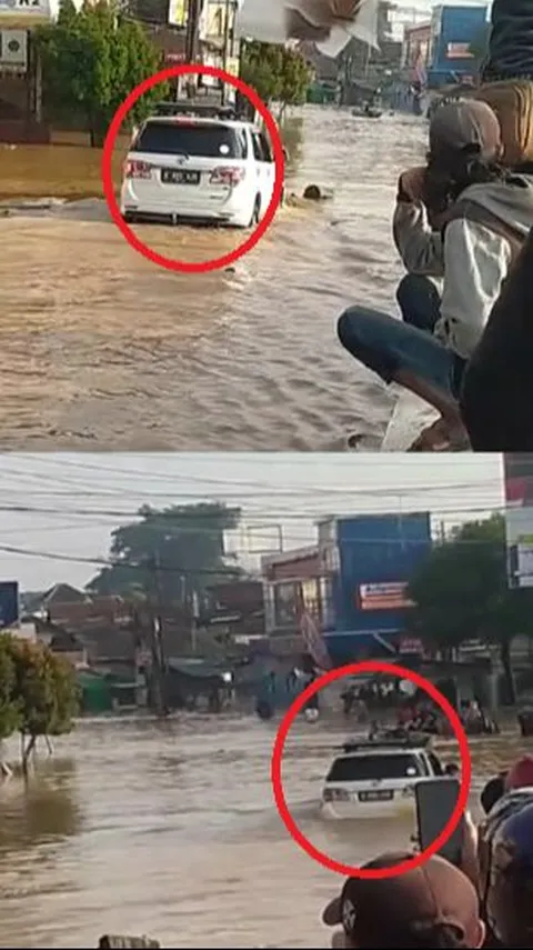 Viral Momen Pengendara Mobil Nekat Terobos Jalanan Banjir Meski Sudah Diingatkan Warga, Begini Aksinya